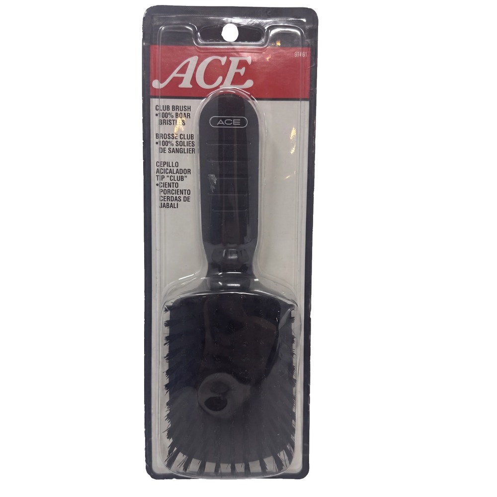 Vintage 2006 ACE  Club Goody  Brush Boar Bristles Black 67661 Styling Hairbrush